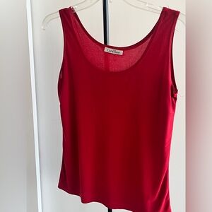 Carol Rose Blood 🩸 Red Sleeveless Suit Blouse Top Stretch Silky Polyester S / M